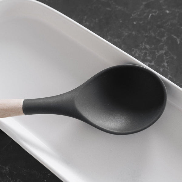 Beechwood & Silicone Spoon Charcoal Cooking Utensils