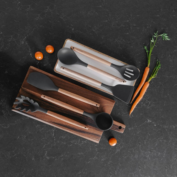 Beechwood & Silicone Spoon Charcoal Cooking Utensils