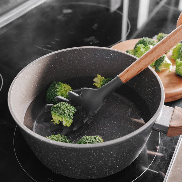 Beechwood & Silicone Pasta Spoon Charcoal Cooking Utensils