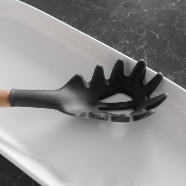 Beechwood & Silicone Pasta Spoon Charcoal Cooking Utensils