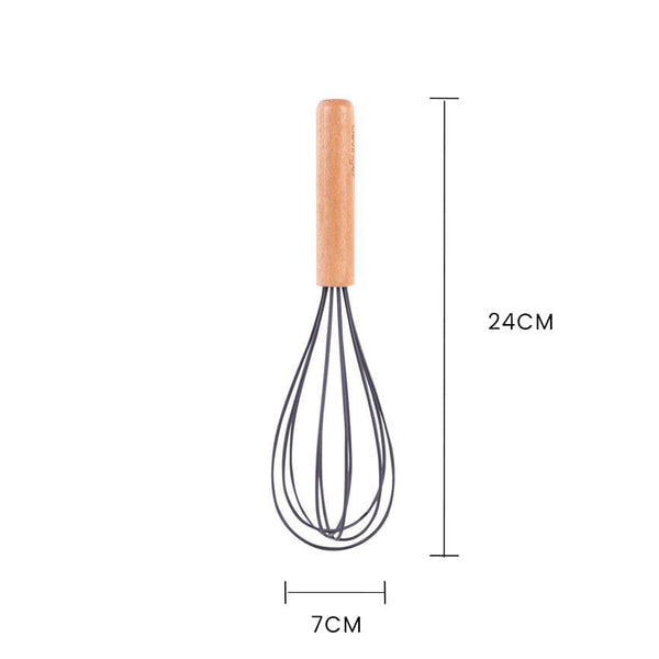 Beechwood & Silicone Whisk Charcoal Cooking Utensils