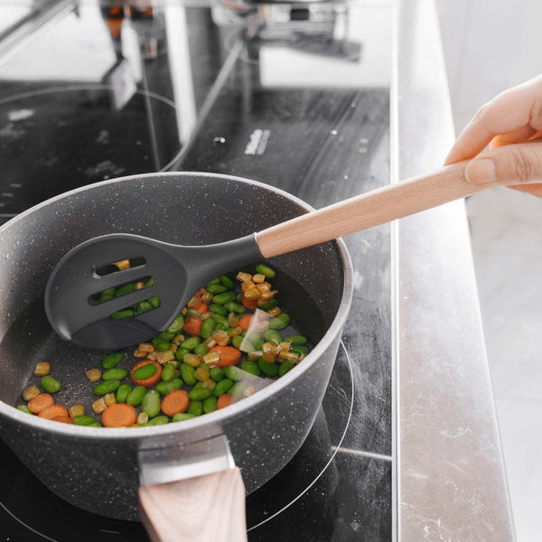 Beechwood & Silicone Slotted Spoon Charcoal Spoons