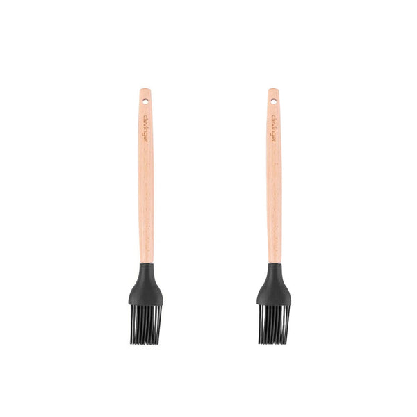 2Pcs Beechwood & Silicone Basting Brush Charcoal Cooking Utensils
