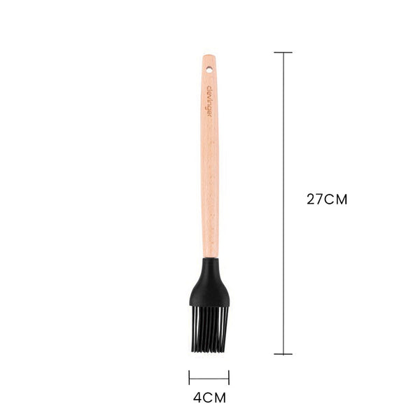 2Pcs Beechwood & Silicone Basting Brush Charcoal Cooking Utensils