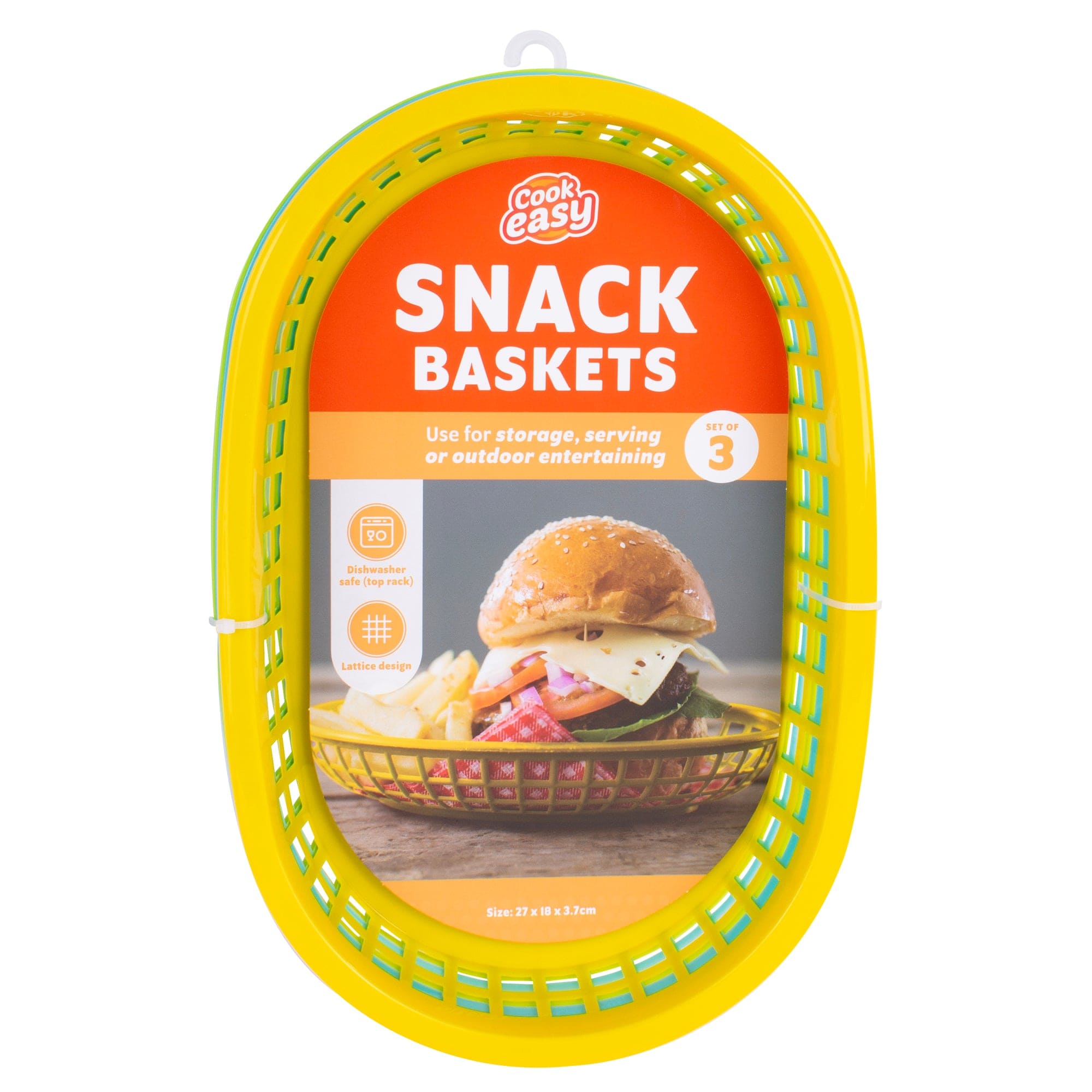 Cook Easy Set Of 3 Oval Plastic Snack Baskets Picnic Baskets & Backpacks