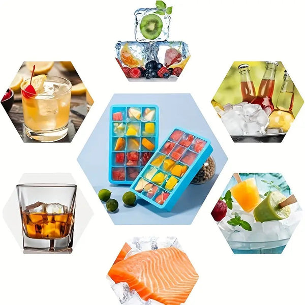 15 Grids Silicone Ice Tray Cube Molds Ice Cubes Trays & Moulds