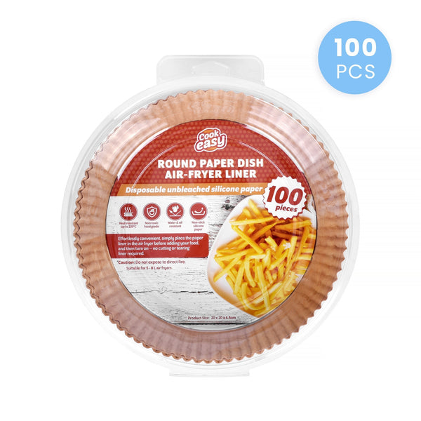 100 Pcs 20Cm Round Disposable Unbleached Silicone Paper Dish Air Fryer Liner Air Fryer Accessories