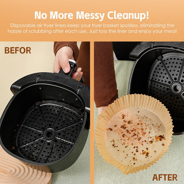 100 Pcs 20Cm Round Disposable Unbleached Silicone Paper Dish Air Fryer Liner Air Fryer Accessories