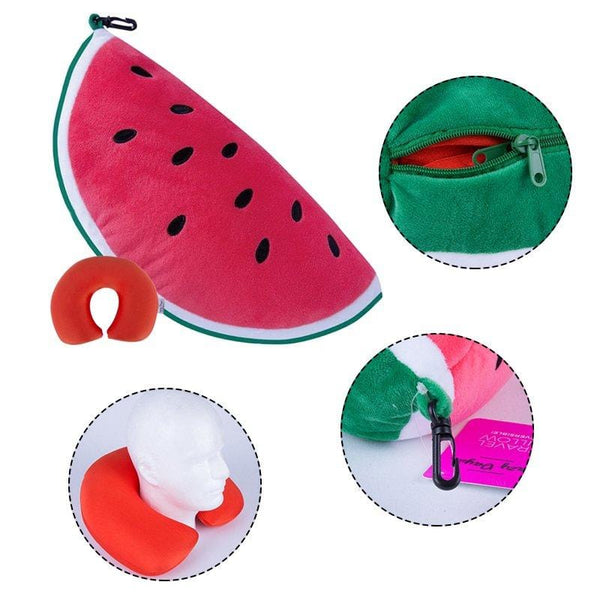 2 Ways Reversible Microfibre Travel Pillow Avocado/Watermelon Pillows