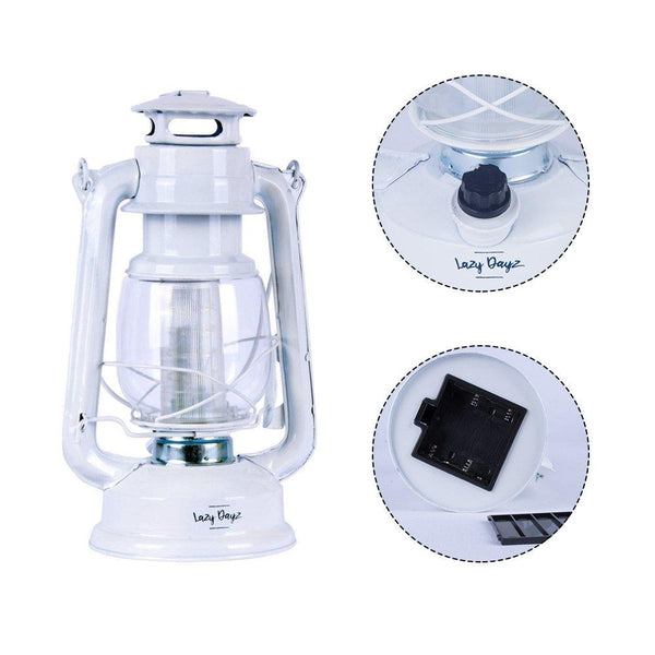 12 Led Solid Metal Camping Hurricane Lantern White Lanterns