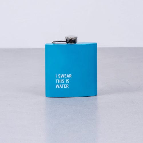 175Ml Stainless Steel Hip Flask With Funny Quotes Blue Water Bottles & Vacuum Flasks