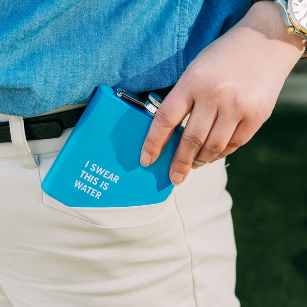 175Ml Stainless Steel Hip Flask With Funny Quotes Blue Water Bottles & Vacuum Flasks