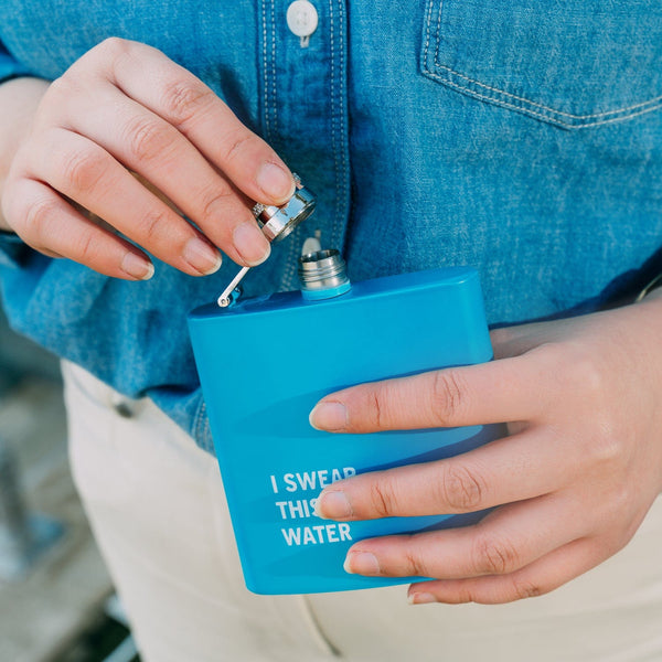 175Ml Stainless Steel Hip Flask With Funny Quotes Blue Water Bottles & Vacuum Flasks