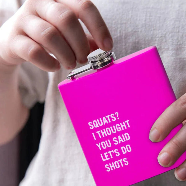 175Ml Stainless Steel Hip Flask With Funny Quotes Pink Water Bottles & Vacuum Flasks