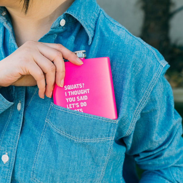 175Ml Stainless Steel Hip Flask With Funny Quotes Pink Water Bottles & Vacuum Flasks