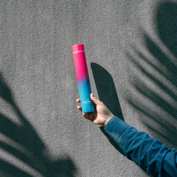 Lazy Dayz 300Ml Slimline Insulated Drink Bottle Pink Blue Ombre Water Bottles & Vacuum Flasks