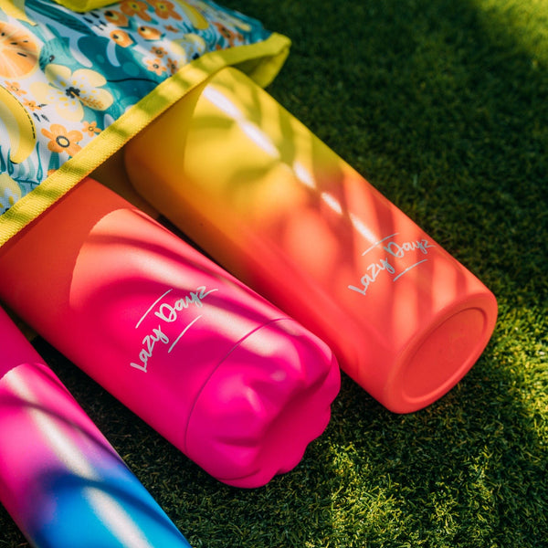 Lazy Dayz 300Ml Slimline Insulated Drink Bottle Yellow Peach Ombre Water Bottles & Vacuum Flasks