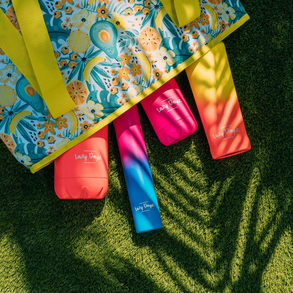 Lazy Dayz 300Ml Slimline Insulated Drink Bottle Yellow Peach Ombre Water Bottles & Vacuum Flasks