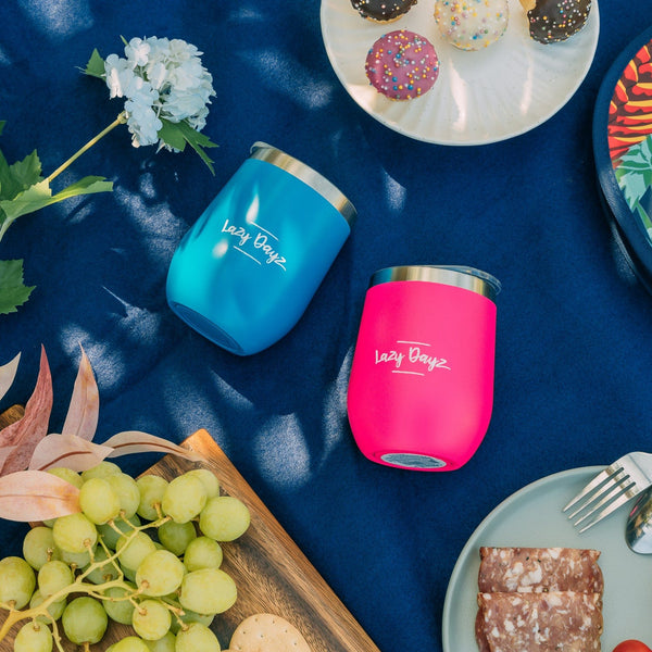 Lazy Dayz Stemless Wine Cup 350Ml Blue Wine & Champagne Glasses