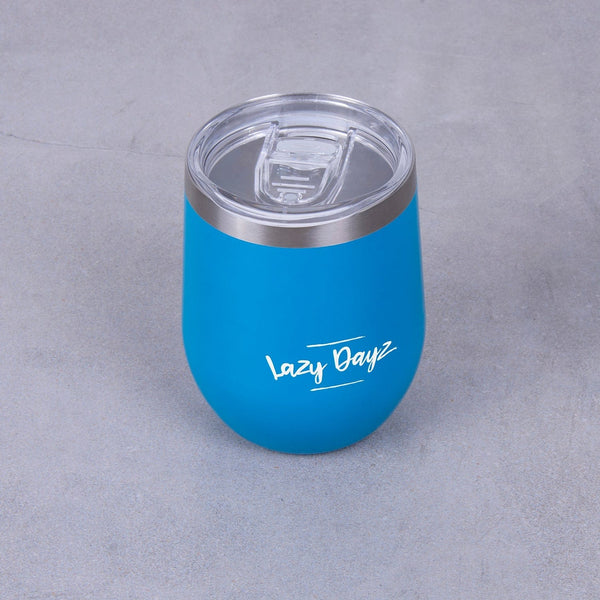 Lazy Dayz Stemless Wine Cup 350Ml Blue Wine & Champagne Glasses