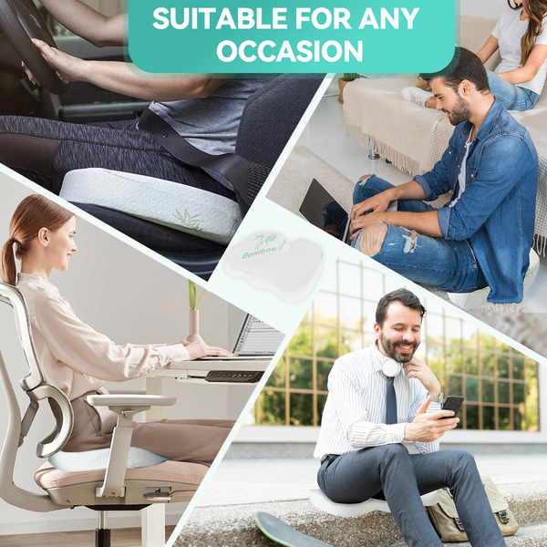 Memory Foam Seat Cushion With Bamboo Cover Seat & Posture Cushions