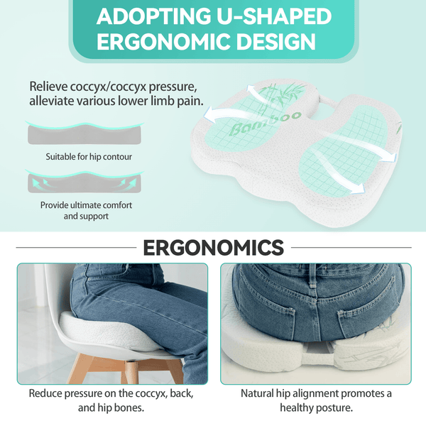 Memory Foam Lumbar Back Support Cushion Seat Set Seat & Posture Cushions