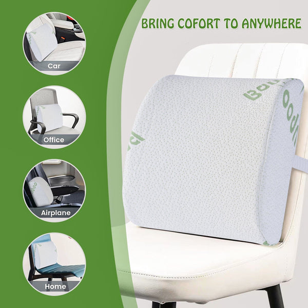 2 X Bamboo Memory Foam Lumbar Support Cushion Seat & Posture Cushions