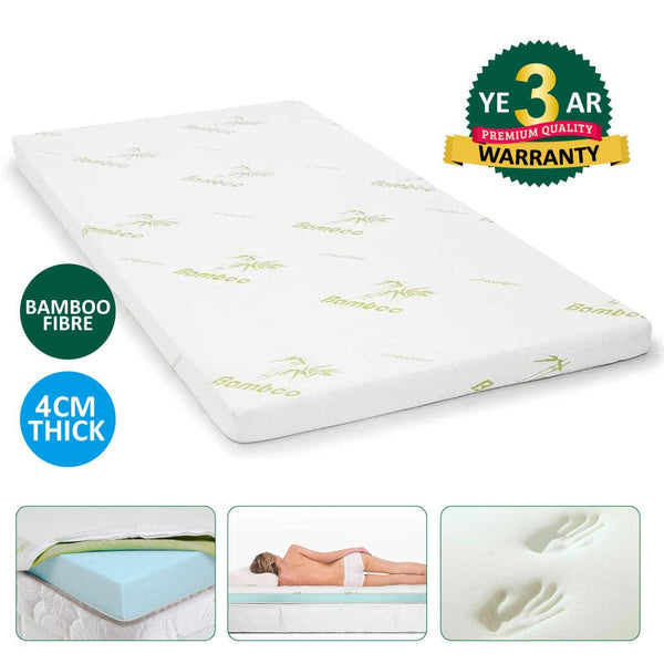 4Cm Memory Foam Mattress Topper With Bamboo Cover Double Mattress Toppers & Protectors