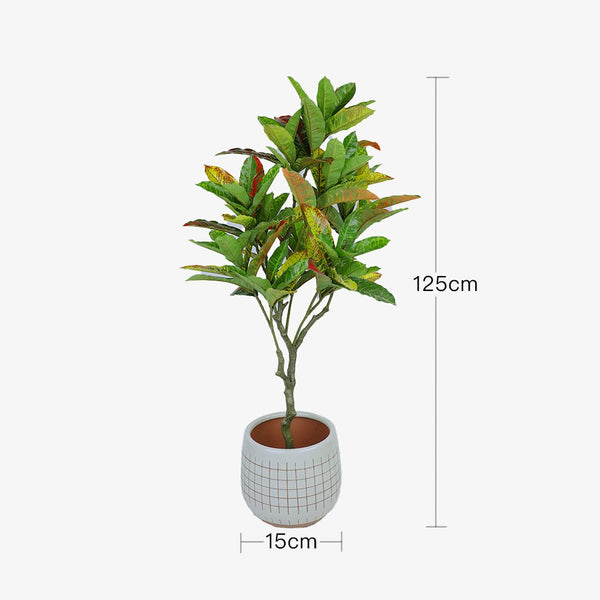125Cm Faux Artificial Home Decor Potted Codiaeum Plant Artificial Plants