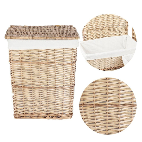 6 Piece Wicker Storage Baskets With Liner Set Storage Bins & Baskets