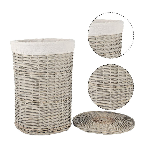 4 Piece Wicker Storage Baskets With Liner Set Storage Bins & Baskets