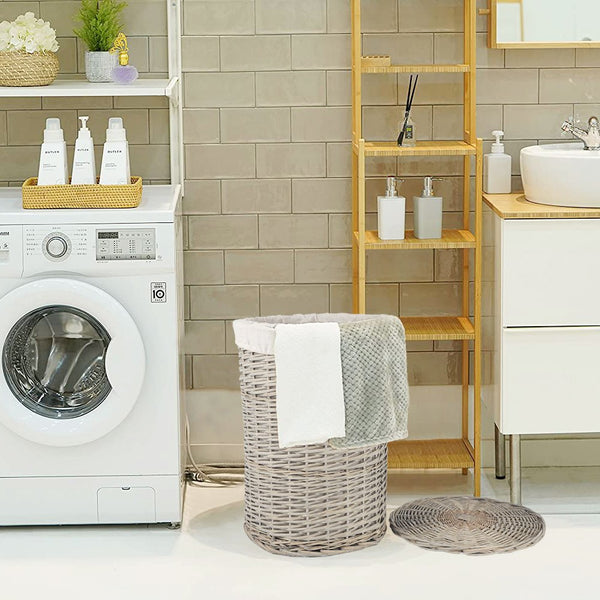 4 Piece Wicker Storage Baskets With Liner Set Storage Bins & Baskets