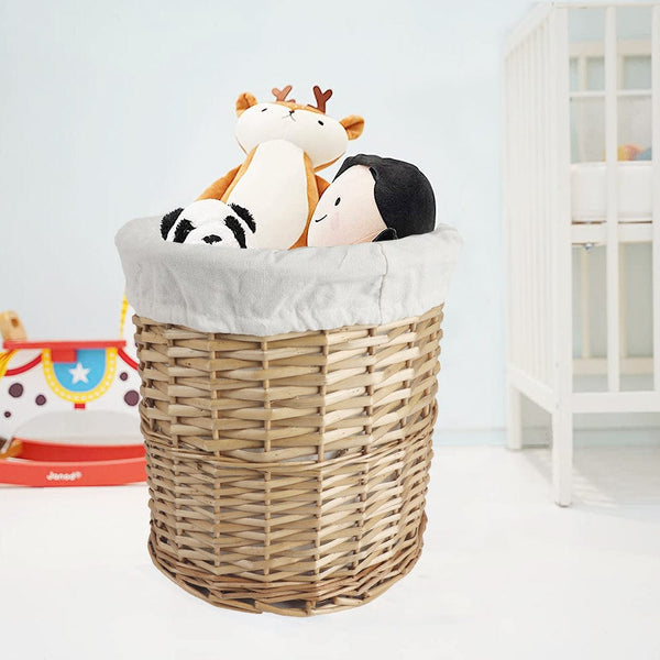 5 Piece Wicker Storage Baskets With Liner Set Storage Bins & Baskets