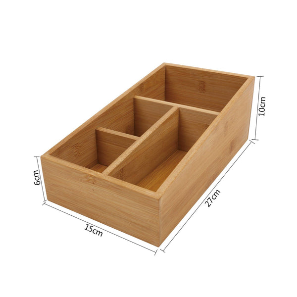 Bamboo Storage Box With 4 Slots Storage Boxes