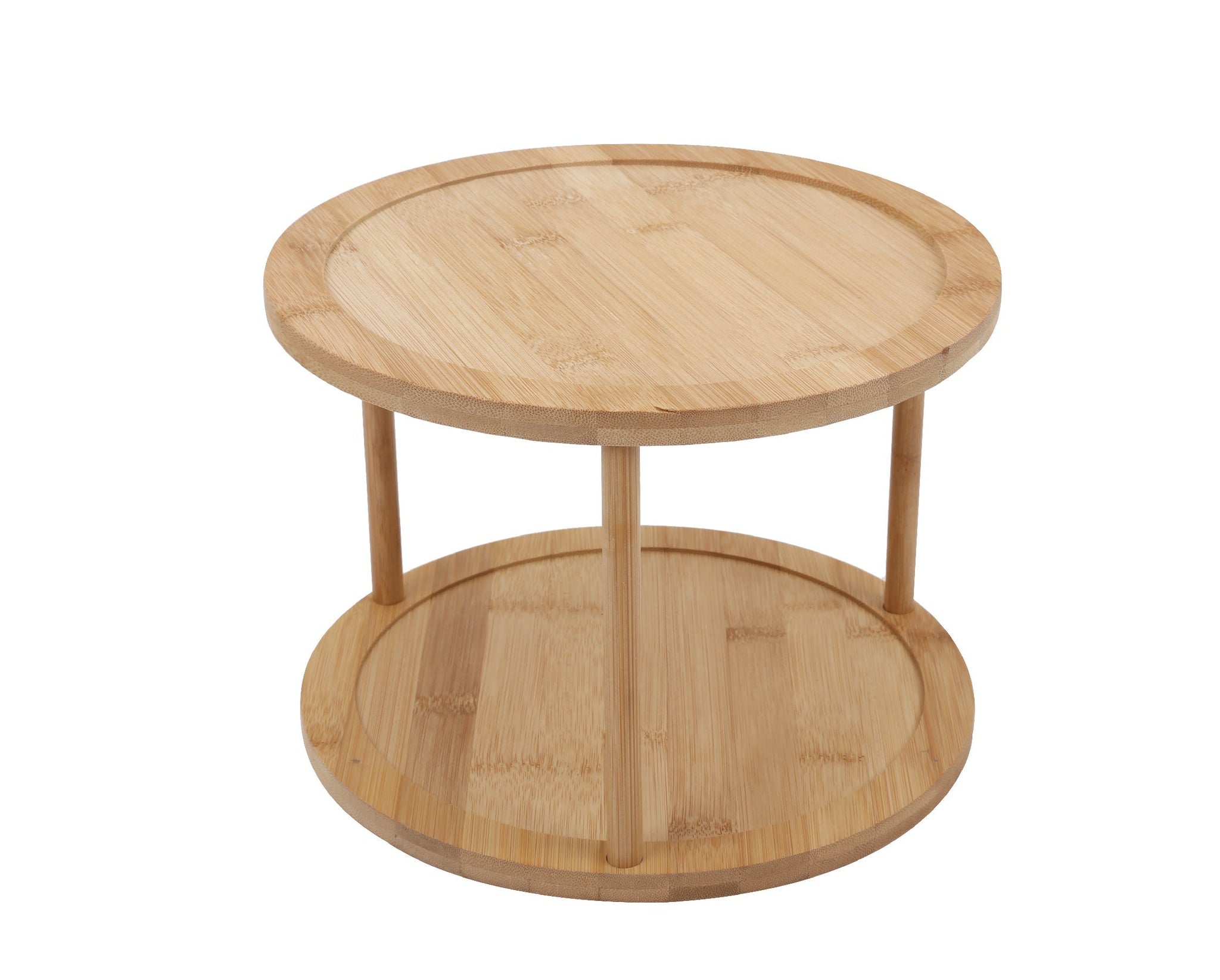 Bamboo Lazy Susan Turntable 2 Tiers Icing Turntables