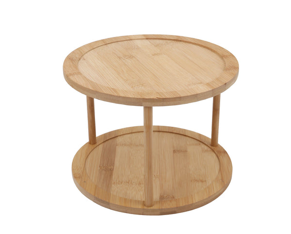 Bamboo Lazy Susan Turntable 2 Tiers Icing Turntables