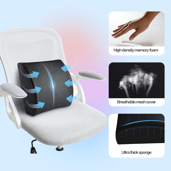 2 Pack Memory Foam Lumbar Support Cushion With Black Cover Seat & Posture Cushions