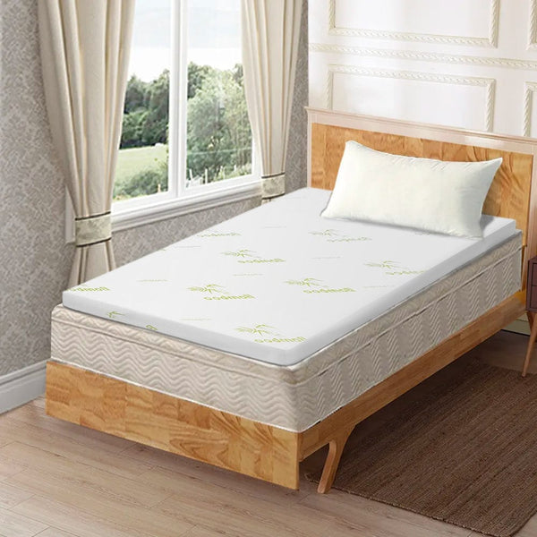 8Cm Memory Foam Mattress Topper With Bamboo Cover Single Size Mattress Toppers & Protectors