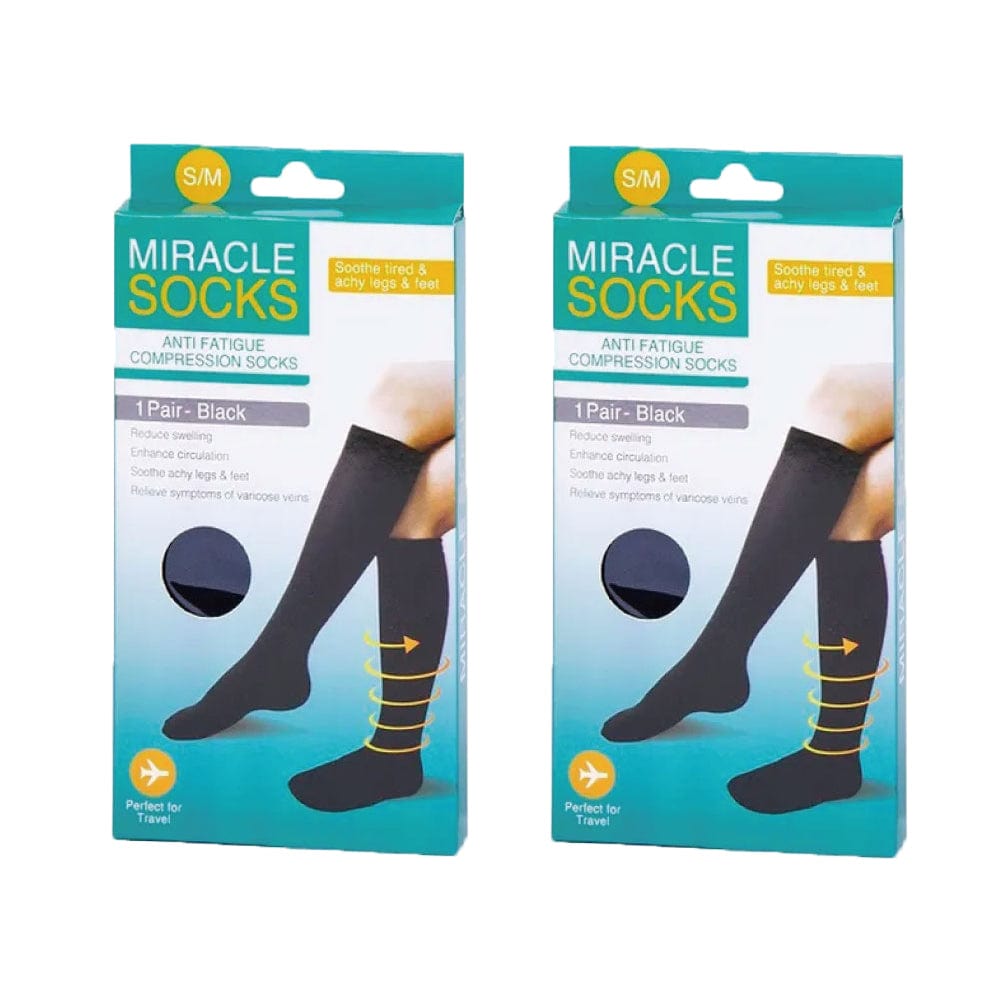 2 Pairs Of Miracle Compression Medium Socks