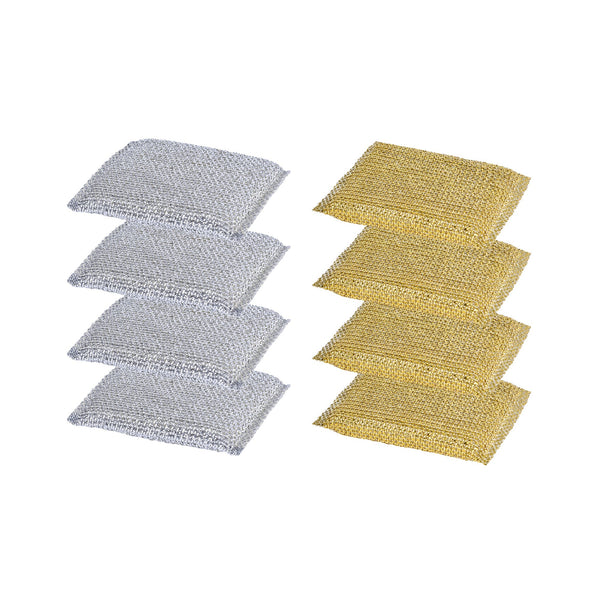 8Pk Non Scratch Mesh Sponge Metallic Silver And Gold Sponges & Scourers