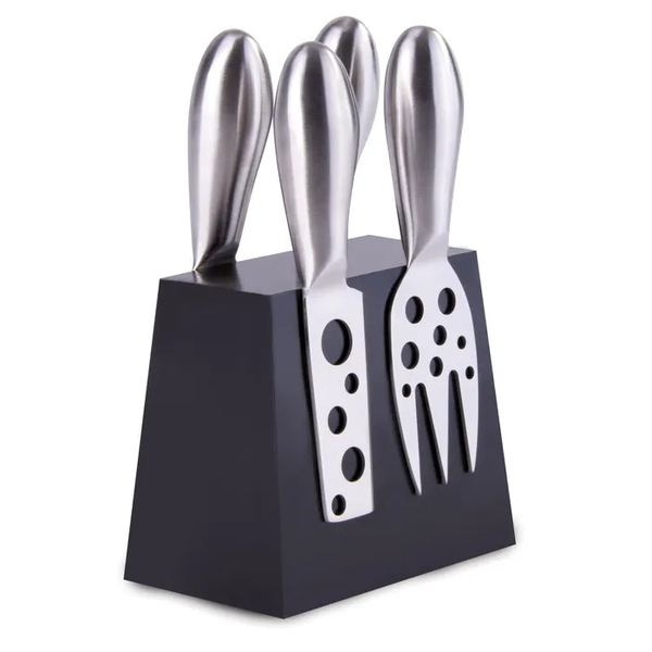 Clevinger Hobson 4 Piece Stainless Steel Cheese Knife Set With Magnetic Block Cutlery Sets
