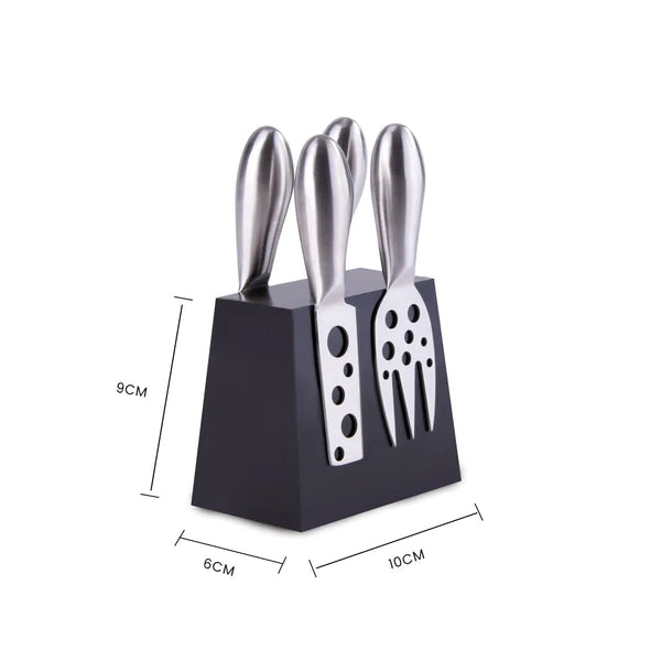 Clevinger Hobson 4 Piece Stainless Steel Cheese Knife Set With Magnetic Block Cutlery Sets