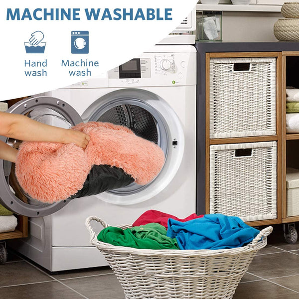 Plush Donut Faux Fur Calming Pet Nest Salmon Pink M Pet Beds