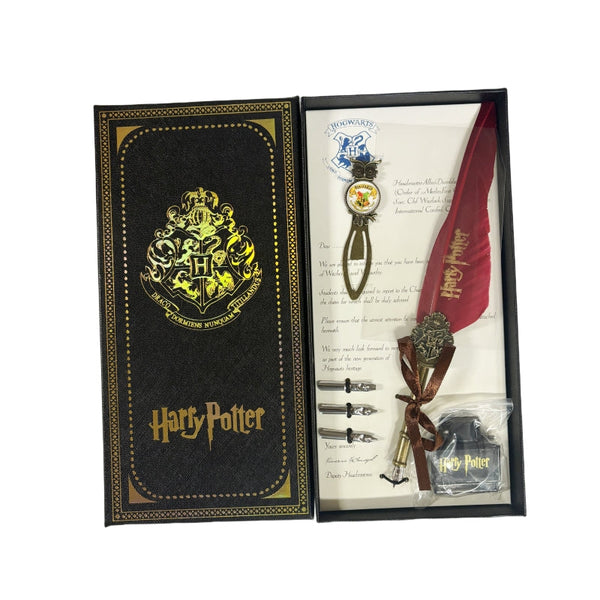 Harry Potter Feather Dip Pen Writing Set With Ink Calligraphy Quill Gifts Claret Red Pens & Writing Instruments