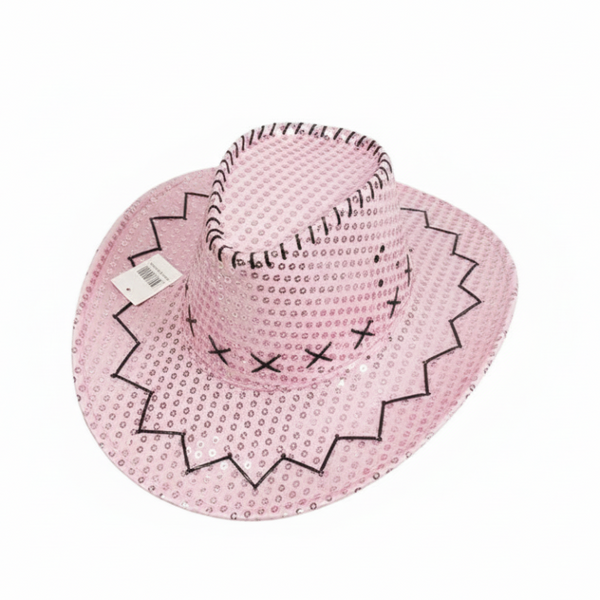 Sequin Cowboy Party Hat Pink Hats