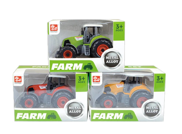 3X Diecast Metal Farm Tractors Red Yellow Green Rc Model Vehicles