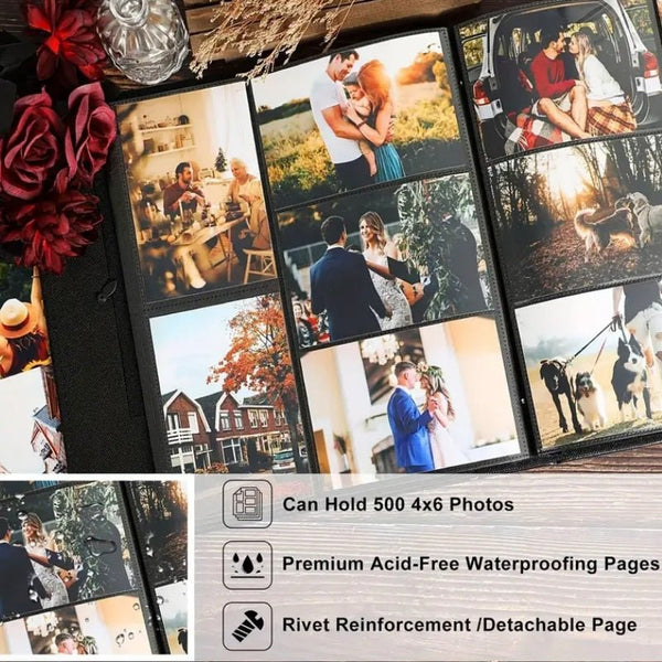 Extra Large 600 Pocket Leather Photo Album Silver Photo Albums & Boxes