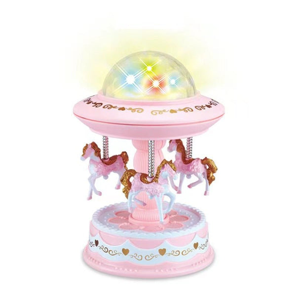 Pink Music Box Musical Carousel Horse Led Toy Child Birthday Xmas Gift Musical Toys