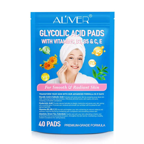 Aliver Glycolic Acid Pads With Vitamins B3b5 & Ce 40 Anti Aging Products