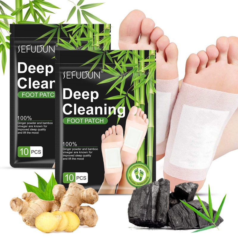 20Pcs Natural Bamboo Vinegar & Ginger Powder Foot Pads | Detox Improve Sleep Boost Metabolism Foot Creams & Treatments